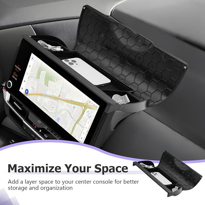 LUWU [New 2026 Sienna Accessories Dashboard Storage Tray Compatible with 2025 2026 Toyota Sienna Accessories Behind Screen Organizer Display Box Dash Tray w/Lid (ONLY for 12.3-INCH Screen)