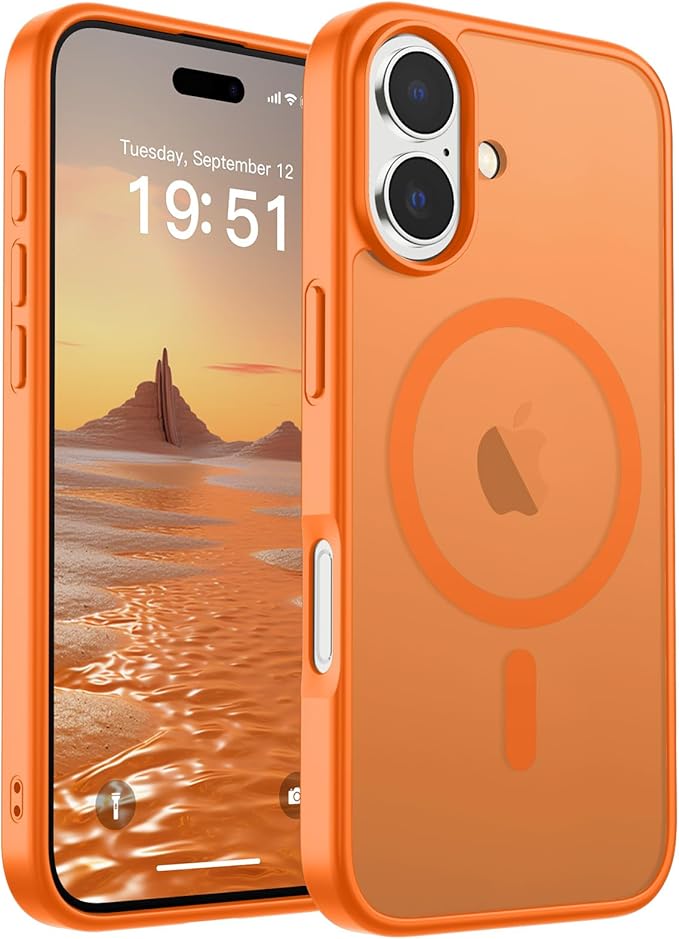 SUPFINE Magnetic for iPhone 17 Case (Compatible with MagSafe)(Military Grade Drop Protection) Translucent Matte Shockproof with Anti-Fingerprint Phone Cover,Starry Orange