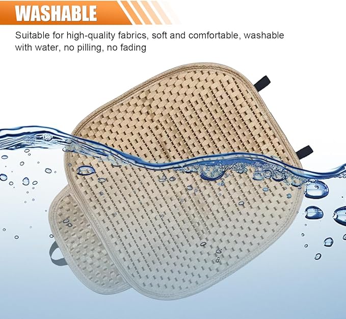 2PCS Ice Silk Car Seat Cushion, Breathable Cooling Anti-Slip Car Seat Protector Cushion with Storage Pocket, Universal Comfort Front Drivers Seat Cover Pad for Cars SUV Truck Interior (Beige)