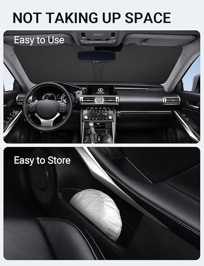 Proadsy 2026 Upgrade Front Windshield Sun Shade Foldable Sunshade Protector Custom Fit 2014-2020 is 200t, 250, 300, 350, F-Sport Lexus Sedan Accessories