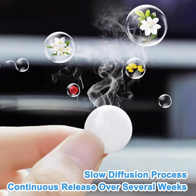 24 Pack Car Air Freshener Refills, Car Air Vent Clip Freshener Replacement Pads, Solid Fragrance Scent Refill Tablets (Lavender/Rose/Cinnamon/Lemon/Cologne/Jasmine/Ocean/Peach)