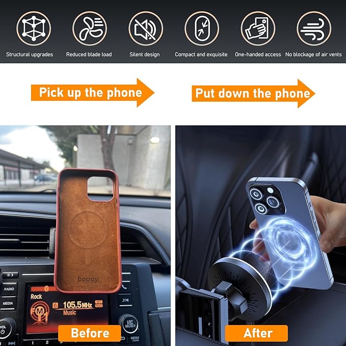 Compatible with Toyota Tundra Phone Holder 2022-2024 for Air Vent,3rd Gen Tundra/Sequoia Phone Mount Magnetic Navigation Bracket Anti-Shake,360 Degree Rotation Tundra Dashboard Cell Mount,Black