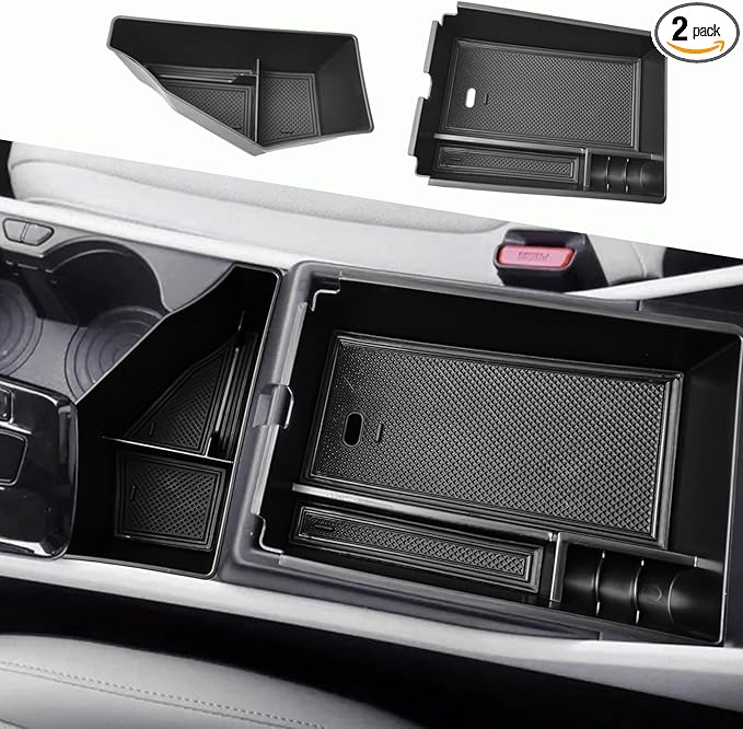 HGWEI 2 Pack Center Console Organizer Compatible with 2023-2026 Kia Sportage Hybrid/Plug-in Hybrid Middle Armrest Storage Box Insert Tray Accessories (Edition with Electronic Transmission ONLY), Black