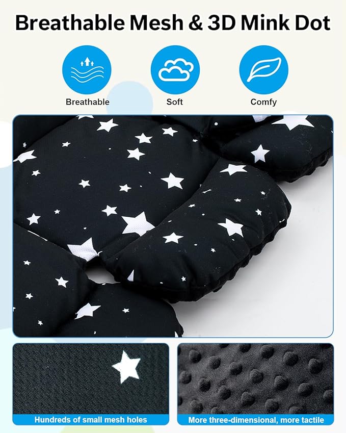 THE KENKYO Infant Insert with Extra Headrest, Adjustable Baby Car Seat Head Support with Shoulder Pads Set, Breathable Air Mesh Car Seat Insert for Newborn