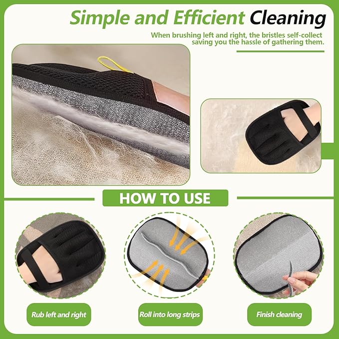 Pet Hair Remover Gloves for Dogs and Cats（3 Pcs， Pet Hair Removal Glove for Furniture, Car Interiors, Bedding & Clothing