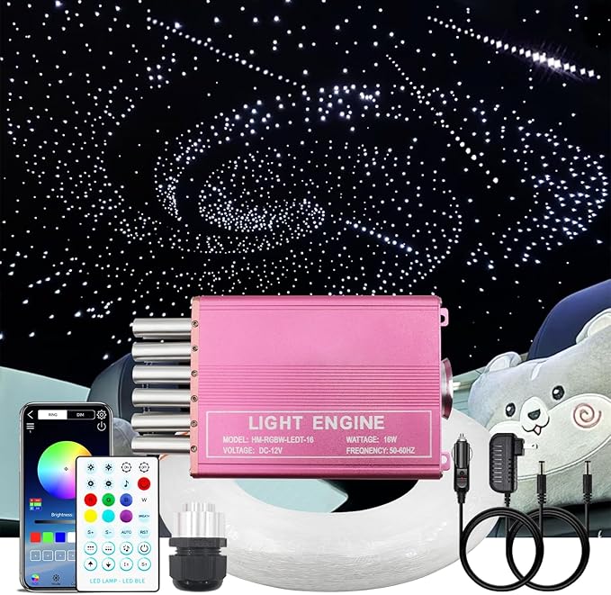 Upgraded Starlight Headliner Kit Twinkle+Meteor All in One Fiber Optic Lights,16W APP&Remote Control+Music Effect 650 pcs (0.03*0.04*0.06in)*9.8ft Star Lights for Car Truck/Cinema Restaurant