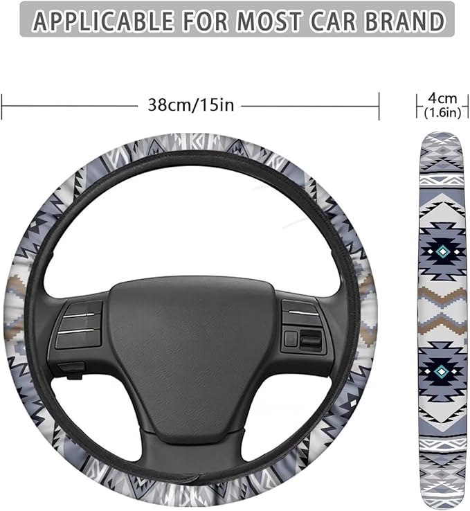 SEANATIVE Purple Aztec Car Steering Wheel Cover Universal Car Accessory for Diverse Cars Neoprene Dust Cover for Steering Wheel