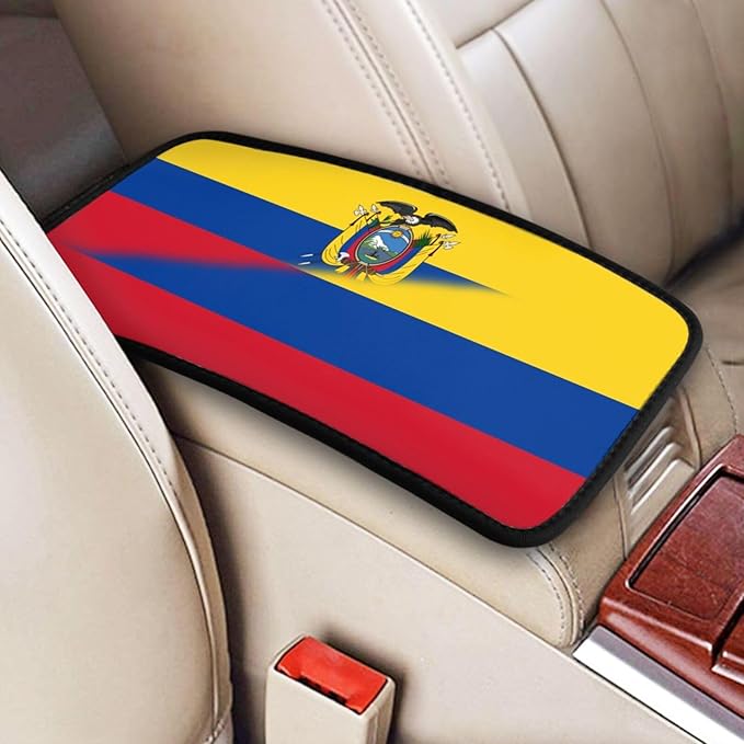 Colombia Colombian Ecuador Ecuadoran Flag Auto Center Console Armrest Cover Car Handrail Box Cushion Pad Mat Universal Fit Most Vehicle Sedan Truck SUV Soft Comfort Decor Accessories