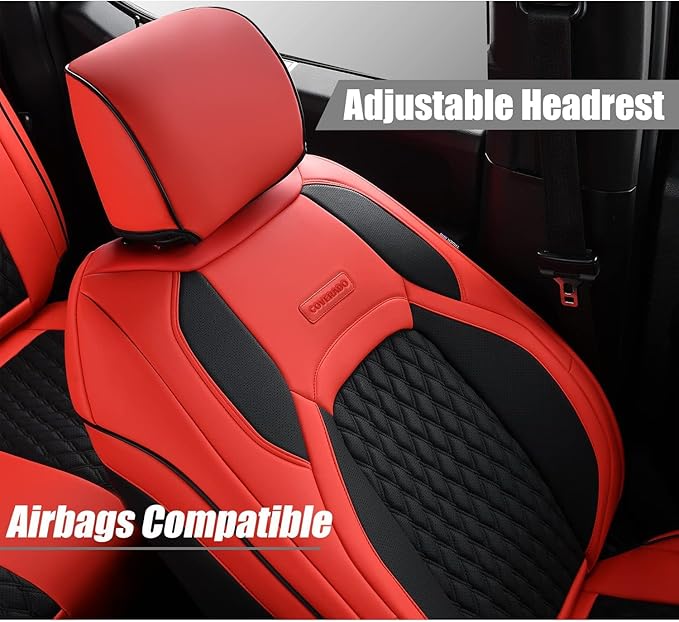 Coverado Seat Covers 4 Door Full Set for Jeep Wrangler, Waterproof Car Seat Covers for Truck Automotive Seat Covers Custom Fit for 2013-2017 Jeep Wrangler JK Seat Covers for Cars(Red)
