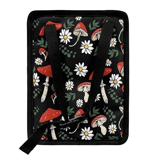 BIGCARJOB Mushroom Daisy Car Trash Bag for Back Seat,Mushroom Print Car Trash Can with Lid Portable Travel Car Trash Bag Holder Vehicle Trash Can for SUV Truck Van