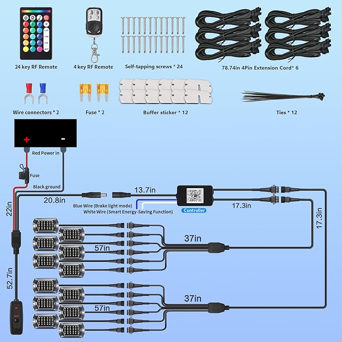 12Pods Full Angle RGB LED Rock Lights Kit for Trucks Pickup Jeep UTV ATV SXS Off-Road, 360Chip Waterproof Multicolor Underglow Light with APP/RF Remote, Pre Wired 12V Underbody Accent Light Dual Zone