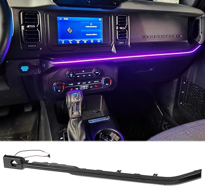 Z8 LED Neon Strip Light Center Console Dashboard Trim Compatible with Ford Bronco 2021-2024 Dash Panel Replacement Parts