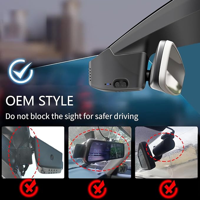 Front 4K & Rear 1080p Dash Cam Custom fit for Volkswagen Tiguan 2018-2024 Gen2 AD/BW (Model B Black), Integrated OEM Look, UHD 2160P Video, App & WiFi, Loop Recording, Easy to Install, GPS, 128GB Card