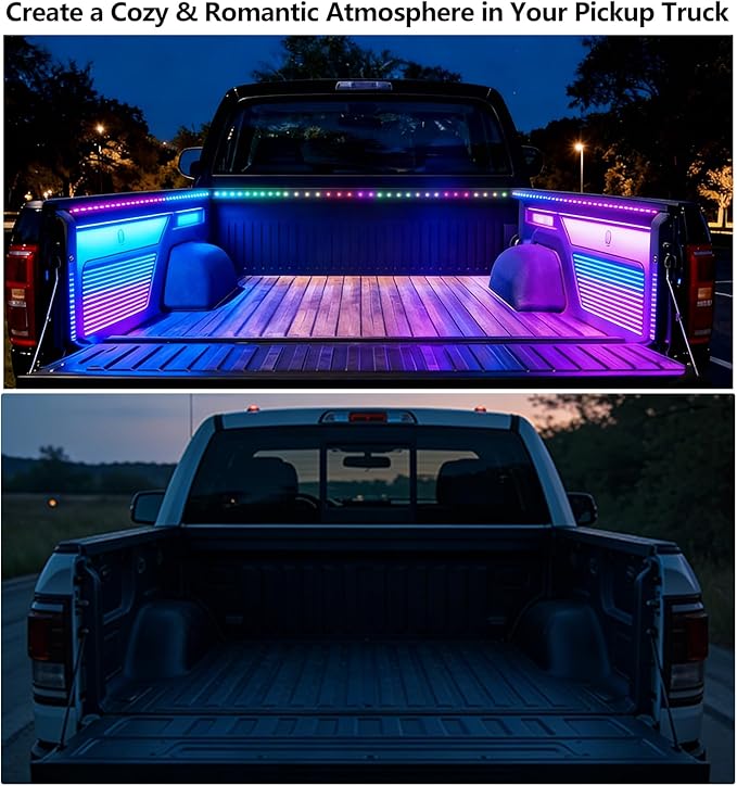 Truck Bed Lights 3Pcs - Multicolor 16 Million Colors,APP & Built-in Control,IP67 Waterproof,Music Sync,12V DC,60-Inch