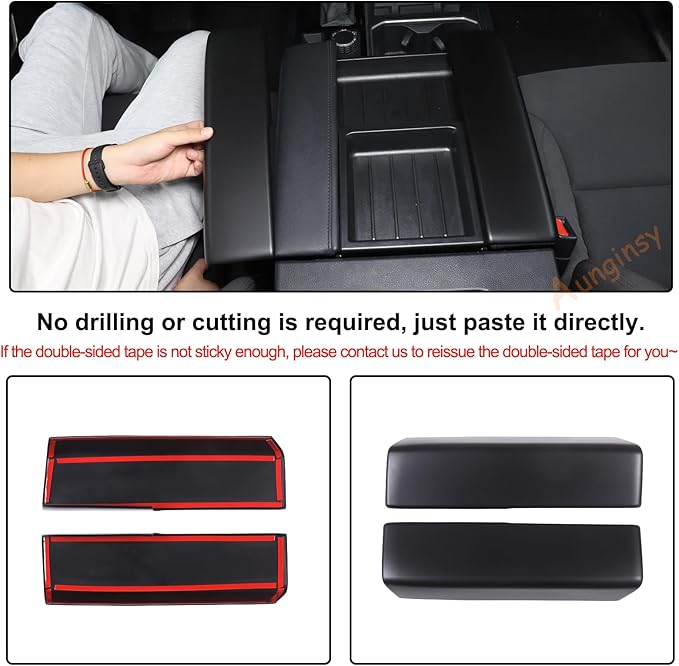 Car Center Console Armrest Protector Cover Compatible with Toyota Tundra 2022+ & Sequoia 2023+, Central Armrest Seat Storage Box Cover Cushion Lid Protector Pad Waterproof Anti-Scratch ABS Accessories