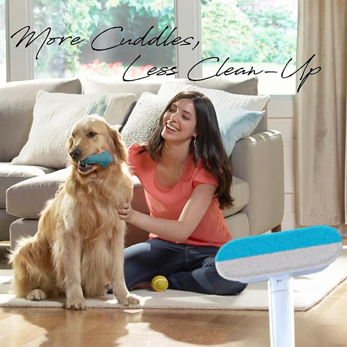 Pet Hair Removal Tool, 4 in 1 Reusable & Washable Dog & Cat Hair Remover, Multifunctional Pet Hair Remover with Extendable Handle & 2 Built-in Brushes, Easy Fur Cleaning for Furniture and Carpet