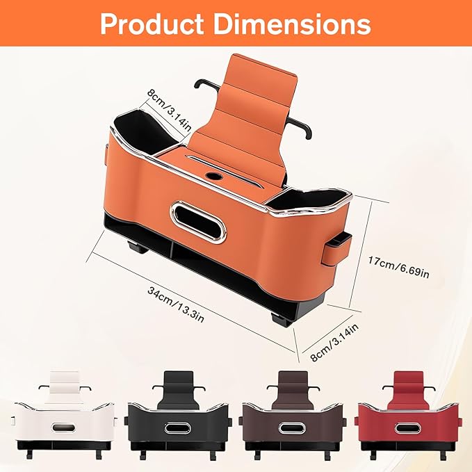 Multifunctional Car Seat Back Storage Box, Universal Car Seat Organizer, Car Seat Tissue Box and Organizer, Car Seat Paper Towel Organizer， Car Organizer with 2 Drink Cup Holders (White)