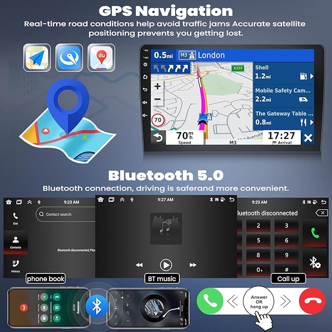 [8Core 6+128GB] Android 15 Car Stereo for Honda Civic 2006-2011 with Wireless CarPlay&Android Auto,10.1 Inch 1280 * 720P IPS Touch Screen,Bluetooth,GPS,WiFi,FM/RDS,32 Band DSP,SWC,HD Backup Camera