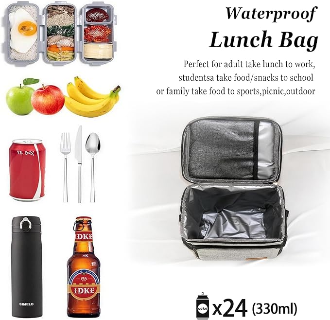 TuErcao Insulated Cooler Bag 6/24 Can Collapsible Leakproof Soft Sided Cooler for Car, Portable Foldable Small Ice Chest for Beach Camping Picnic Travel, 5/15qt Lunch Box for Men Work