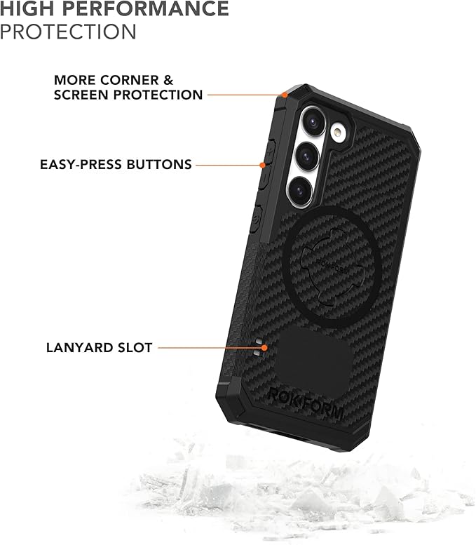 Rokform - Galaxy S23 Case, Rugged Series, Magnetic Case with Twist Lock, Drop Tested Armor (Black)