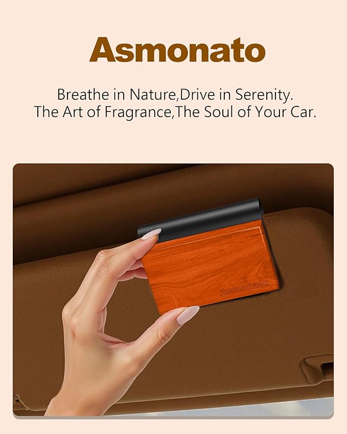 Car Air Freshener-The Original Wood Air Freshener for Visor Clip - Long Lasting Car Odor Eliminator and Scent Diffuser for Cabin, Truck & SUV-Includes 1 Metal Clips-Amber
