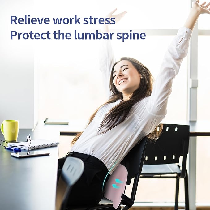 Lumbar Support Pillow for Office Chair, Cooling Car Lumbar Pillow Lower Back Pain Relief,Memory Foam Back Cushion with Adjustable Straps,Ergonomic Chair Back Pillow for Gaming Chair,Car(Pink Cooling)