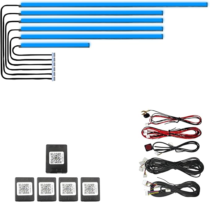 Acrylic Car LED Ambient Light, Fiber Optic Interior Light Strip, 24 Million Types, Ambient Light KKT that Swings with The Melody of Music (RGB Color 6 in 1)