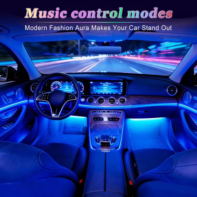 iFunyLED Smart Car Interior LED Lights with App Control, RGB Lights with DIY Mode and Music Mode, 2 Lines Design and Wireless Remote Control, Car Accessories for Women