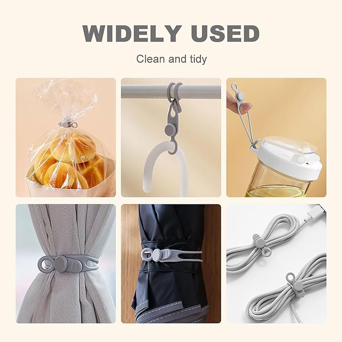 Data Cable Organizer, 2026 Upgrade Silicone Headphone Organizer, Silicone Cable Ties Reusable Cable Management Organizer Multipurpose Elastic Cord Organizer for Bundling and Fastening Cable (20Pcs)