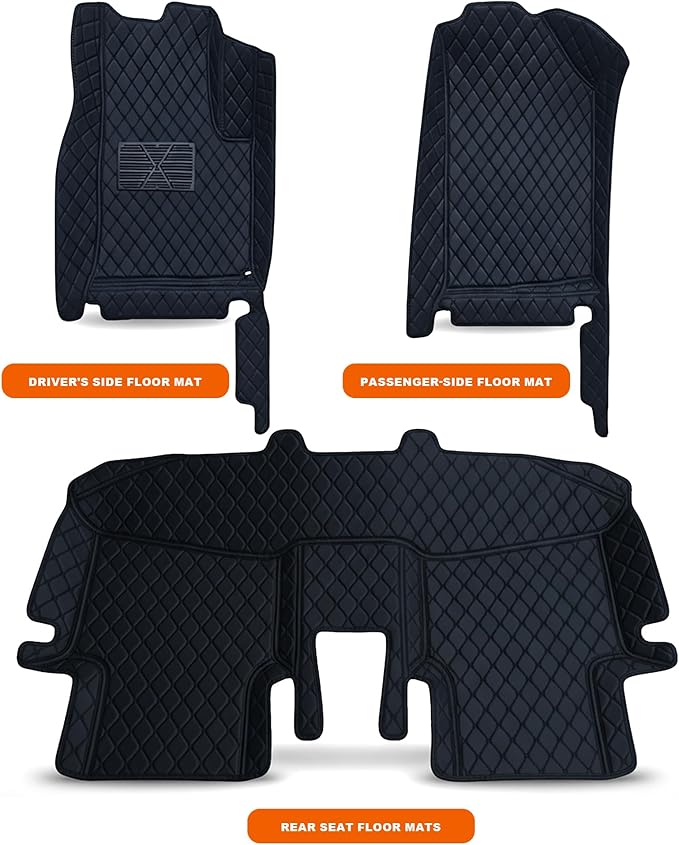 All-Weather car Floor MATS-Suitable for 99% of car Models,Leather car mat, offering Personalized Embroidery and Multiple Color Options,Provide Protection for car Rug (Orange)