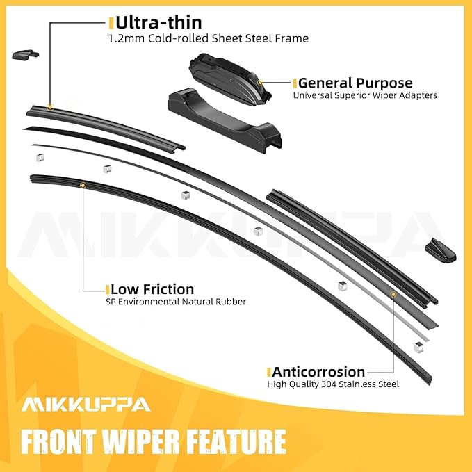 MIKKUPPA 26"+19"+16" Windshield Wiper Blades Replacement for 2010-2015 Toyota Prius, Front & Rear Durable Stable Quiet All Season Wiper Blades Set (Pack of 3)