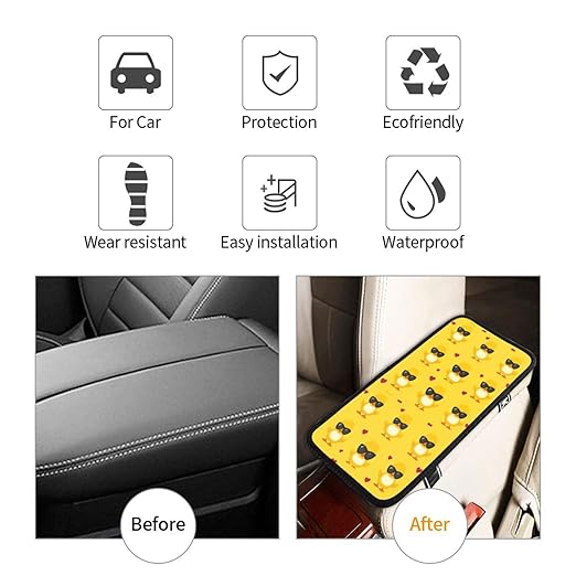 Cute Baby Ducks Car Auto Armrest Cushion Cover Accessories Center Console Seat Box Pad Protector Universal Decoration for Most Vehicle SUV Truck