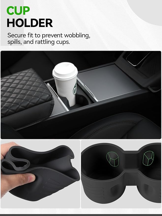 9PCS Center Console Organizer Tray for 2024 2025 2026 Tesla Model 3 Accessories, Armrest Hidden Storage Box Cup Holder Charger Pad for Tesla Model 3 Highland