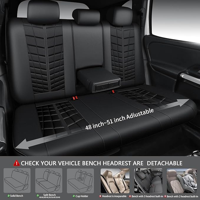 CAR PASS 3D Foam Mesh Leather Car Seat Covers Full Set, Breathable Premium Leather Seat Covers for Car, Anti Slip Universal Fit for Trucks Cars Sedans Vans SUVs, Airbag Compatible, All Black