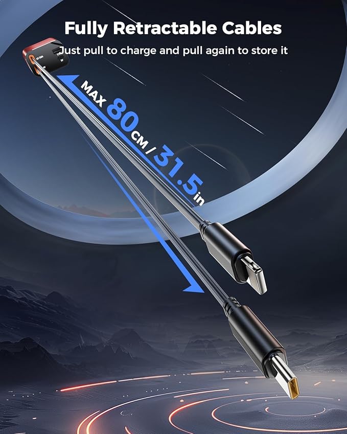 [Upgraded] 4 in 1 Retractable Car Charger, SUPERONE Smaller Fast Car Phone Charger 69W with Cord, USB C and iPhone Car Charger Adapter, Compatible iPhone 17/17 Pro Max/16/15/14/13/12/11, Sumsung