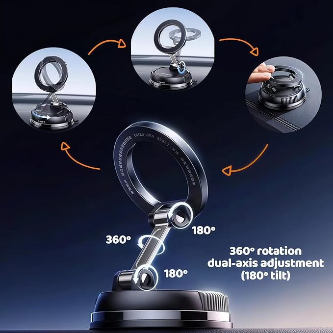 Upewefi 2026 Upgraded Car Phone Holder For Mag Safe, 3500gf Strongest Magnetic, 360° Adjustable Car Phone Holder, Phone Holders For Your Car, Car Mount For Iphone 17 Pro Max 16 15 14 13 12(1pcs-Black)
