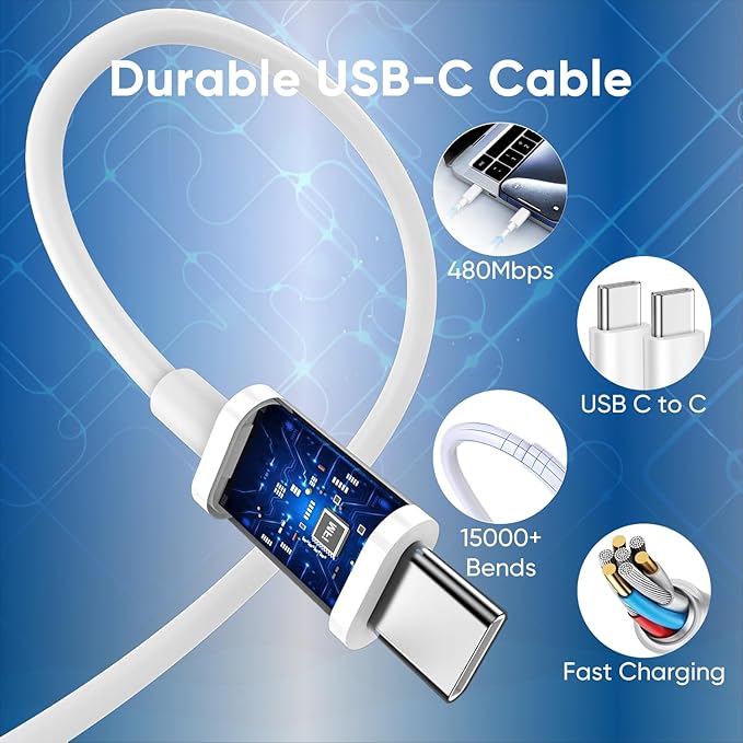 iPhone 17 16 15 Charger Fast Charging 10FT Cable, 30W USB C Charger Block for i Phone 15 16 16e 17 Air Plus Pro Max/iPad Pro/AirPods, PD USBC Power Adapter Wall Plug & Long Type C to C Cord