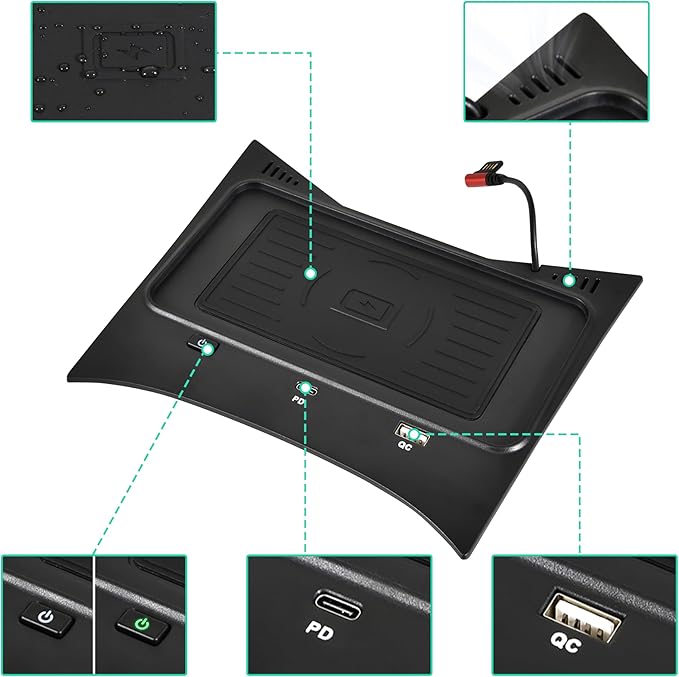 KEWISAUTO Wireless Charger for Nissan Rogue S, SV, SL, Center Console Charging Panel Fast Phone Charger Pad for Nissan Rogue T32 2014-2020/Rogue Hybrid 2017-2019/Rogue Sport 2017-2020 Accessories