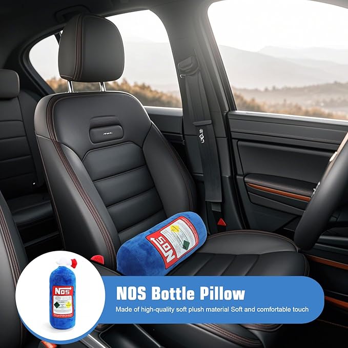 Car Lumbar Pillow NOS Pillow Bottle Car Headrest Pillow Soft Plush Neck Support Cushion for Driving, Office,Home,Party Decorations(18 inch)