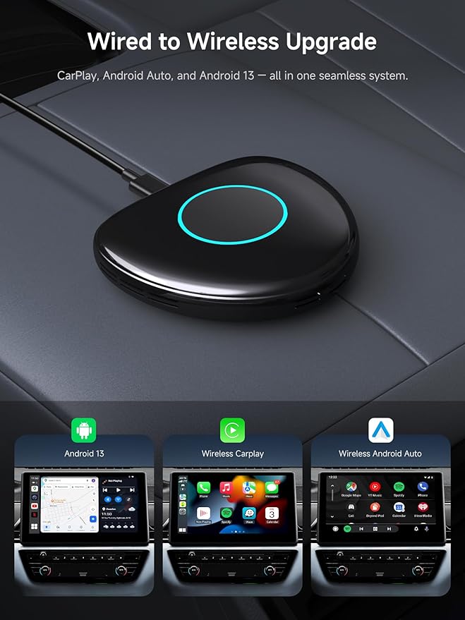Magic AI Box, Wireless CarPlay/Android Auto Adapter, Car Video Box Supports for Netflix/YouTube/TikTok/TF Card, DriveChat AI Smart Box with GPS/Dual Bluetooth