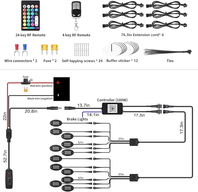 12 Pods Segmented Alloy RGB LED Rock Lights for Trucks Jeeps Golf Cart Offroad ATV UTV SXS, Waterproof Shockproof Metal Underglow Kit with APP/RF Control Sync Music Multicolor Underbody Fender Light