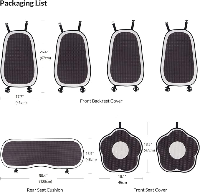 Cute Car Seat Covers Full Set, Universal Fit for Most Cars SUV Pick-up Truck Sedan, Fit for Tesla, Car Accessories for Women Interior, Automotive Vehicle Auto Interior Décor (Full Set)
