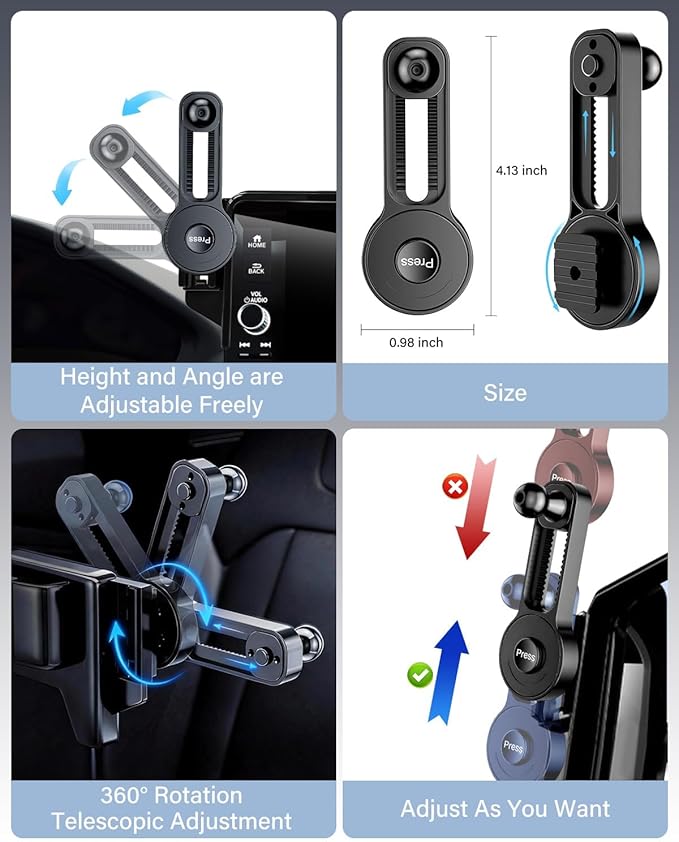 SKYLOTEC Car Phone Holder for VW/Volkswagen Atlas/Altas Cross Sport 2024 2025 Accessories 12-Inch Screen Fixed Clip, Automobile Cradles Phone Mount, Cell Phone Base Not Block Air Vent