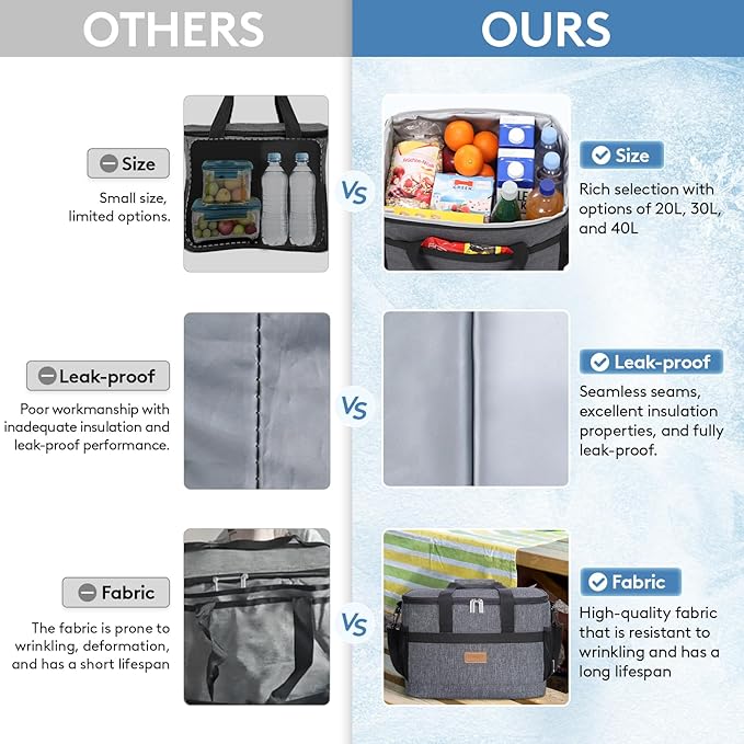 Lifewit Cooler Bag 30/50/60 Cans Collapsible and Insulated Large Lunch Bag Leakproof Soft Cooler Portable Tote for Camping/BBQ/Family Outdoor Activities