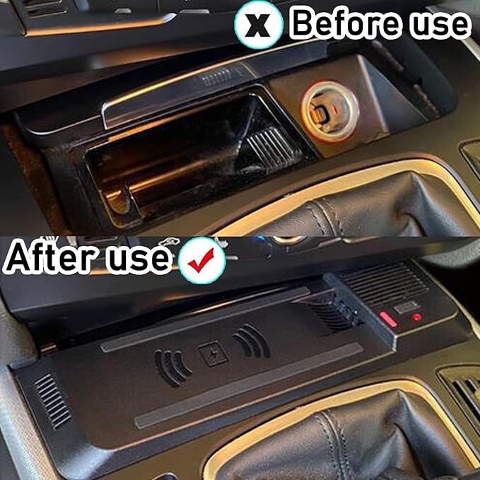 CenNa Wireless Car Charger for Audi A4 Allroad/A4/A5/S5/Rs5/Q5/Sq5 (2008-2018) All Models Accessory with 15w Wireless and USB Qc3.0 Fast Charging, Gift for Family