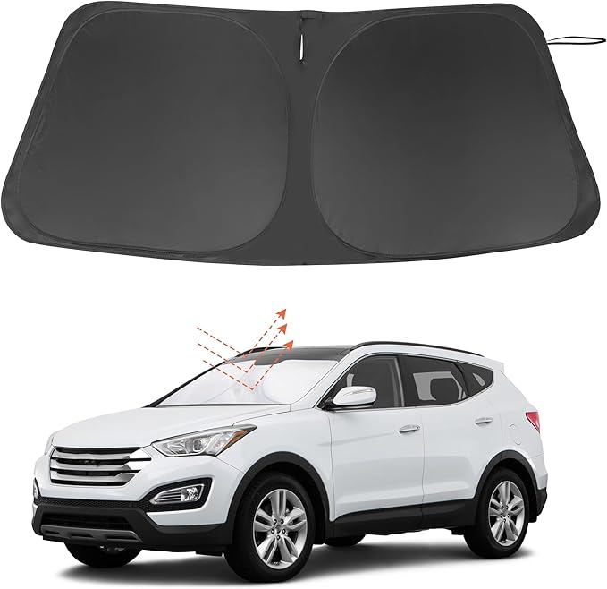 Windshield Sun Shade Custom Fit for 2013-2018 Hyundai Santa Fe Accessories Foldable Sunshade Sun Blocker Protect Car from Sun Rays & Heat Damage Keep Car Cooler