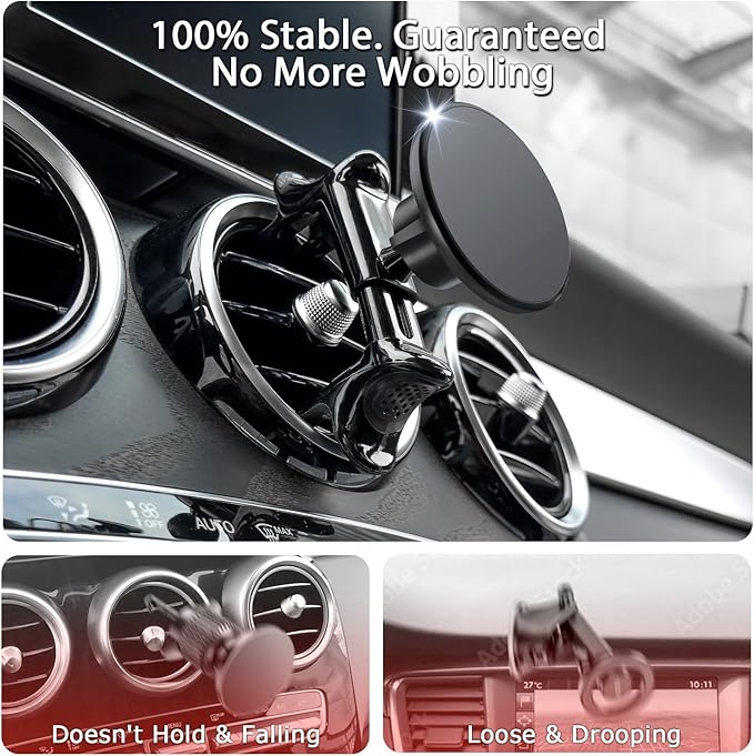 MagSafe Car Mount for Mercedes-Benz, Round Air Vent Holder with Strong Magnet, Compatible with Mercedes Benz GLC, C-Class, E-Class, A/B-Class, GLC/GLB/GLA/Sprinter, Mercedes Benz Accessories