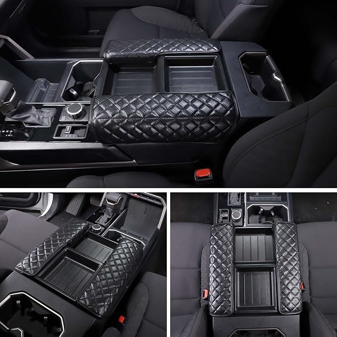 TOYCIDFG Center Console Armrest Cover Cushion Pad Compatible with Toyota Tundra Sequoia 2022-2025, Waterproof Cushion Pad Car Accessories (Black)