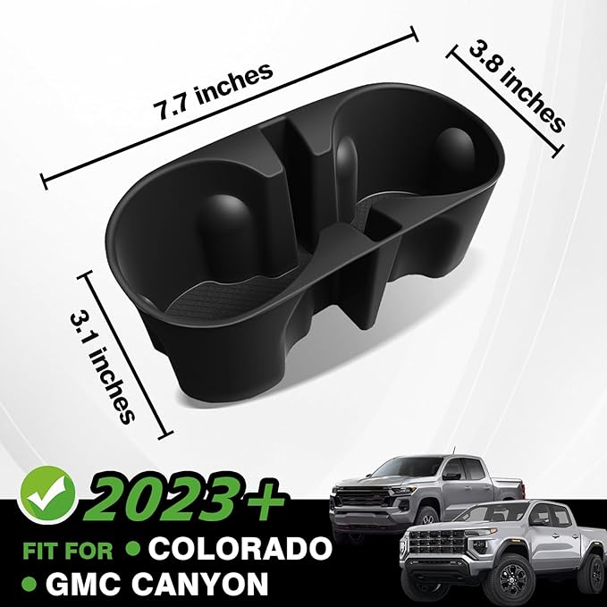Muslogy Center Console Cup Holder Inserts Compatible with 2023-2026 Chevy Colorado & GMC Canyon Accessories Front Console Drink Holder Silicone Organizer Non-Slip Upgraded Snug Fit
