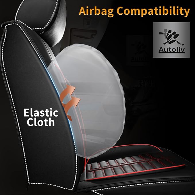 Car Seat Covers Fit for Kia Sorento 2007-2023 2024 2025 Full Set Leather Seat Covers Set with Lumbar Support Premium Automotive Cushion Protector(5 Seat, Black&Red)